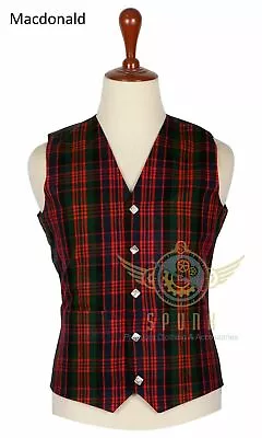 Scottish Handmade MacDonald Tartan VEST 5 Buttons Formal Kilt WAISTCOAT Vest • $34.20