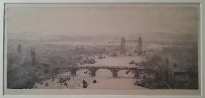 6 4 William Lionel Wyllie 1851-1931 Superb Signed Etching Thames Bridges London • £275