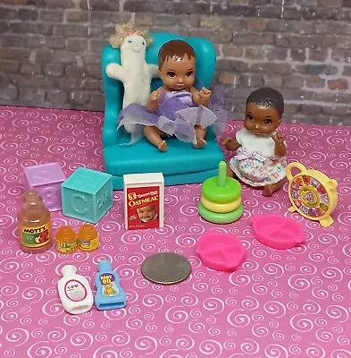 Barbie KRISSY Twins AA 2 Babies Clothes Toys Food Lotions Jointed Dressed • $19.99