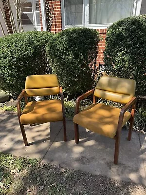 Vintage Mid-Century Kimball Oak Arm Chair (Set Of 2) • $500