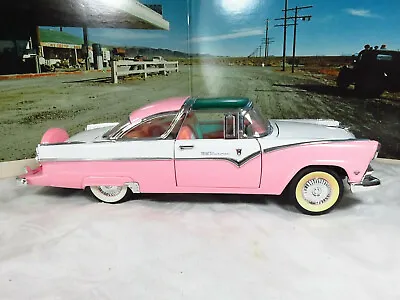 1955 Ford Fairlane Crown Victoria Pink / White  1/18 Diecast  Road Legends • $18.99
