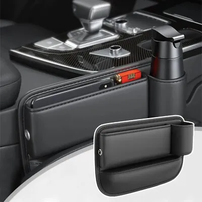 $19.97 • Buy Black Right Car Seat Side Pocket Organizer Gap Filler Storage Bag + Cup Holder