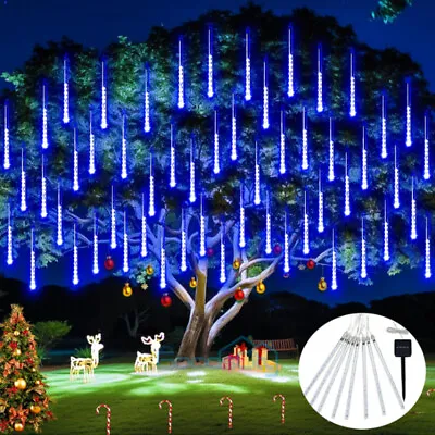 Cadena De Luces Solares 144 LEDS Luces Solares Lluvia De Meteoros Jardin Navidad • $40.99