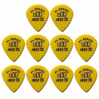 $8.95 • Buy 10 X Jim Dunlop Tortex Jazz 3 XL Yellow .73mm Guitar Picks III 498R