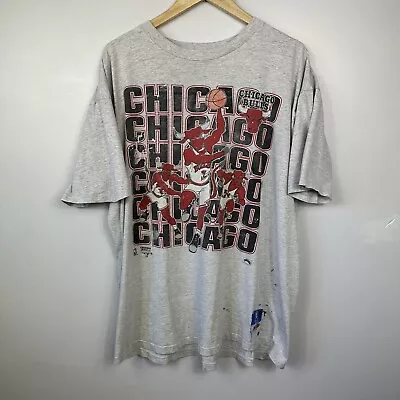 Vintage 90s Chicago Bulls T-Shirt Michael Jordan Single Stitch Nutmeg Mills XL • £49.95