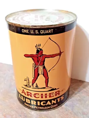 Vintage Archer Lubricants 1 Quart Can  Chief Aircraft Petroleum ....full & Nice! • $84.50