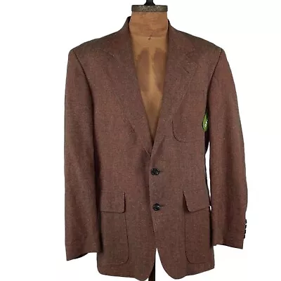 New VTG USA Made Orvis Doneagal Linen SIlk Coat Jacket Brick 40R • $130.25