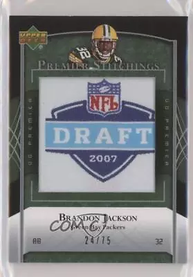 2007 UD Premier Stitchings Draft/Team Logos /75 Brandon Jackson #PS-6 Rookie RC • $5.14