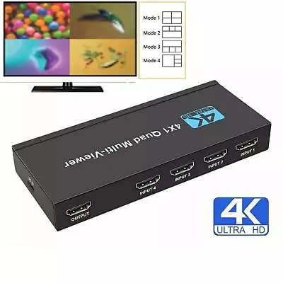 4K HDMI 4x1 1080P Multi-Viewer Seamless Quad Screen Real Time Remote Splitter B • $55.11