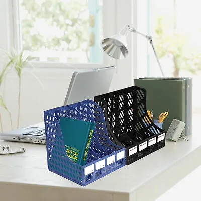 4 In 1Plastic File Shelf Rack Desktop Magazine Holders Desk Tidy Organiser • £8.29