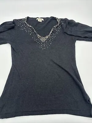 Michael Kors Sweater Women Large Black Sequin V-neck…#3690 • $7.50