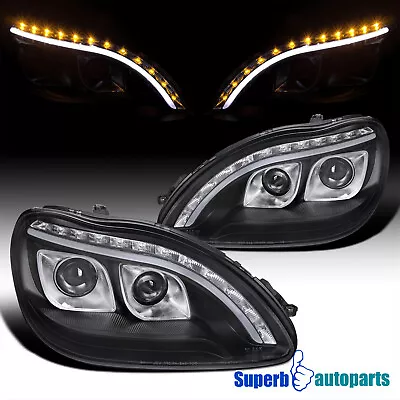 Fits 1998-2006 Mercedes Benz W220 S320 S420 Projector Black Headlights LED Strip • $298.98