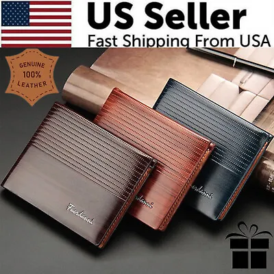 Men's Bifold Leather Credit ID Card Holder Wallet Billfold Purse Clutch Billfold • $8.89