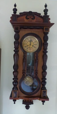 Victorian Single Weight Vienna Wall Clock. Recently Serviced  55 Inches Tall • £95