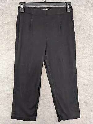 Vintage Studio Pants Womens 8 Black Stretch Cotton Capri Side Zip Flat Front • $9.99