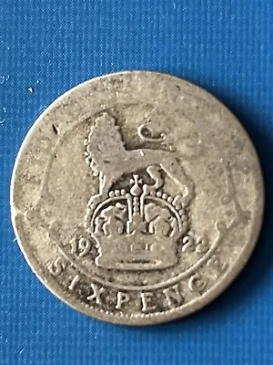 £1.05 • Buy 1922 Sixpence. George V Era. Very Worn.