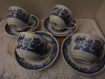 4 Mason's  Willow  Cups And Saucers - Made In England - Ceramic • £20