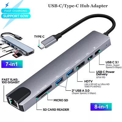 $24.99 • Buy Multiport USB-C Hub Adapter Type-C USB 3.1 4K HDMI For MacBook Pro/Air IPad Pro