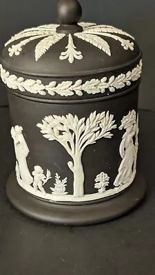 Vintage Wedgwood Black Jasperware Sacrifice Figures Dresser Puff Box Tobacco Jar • $45.99