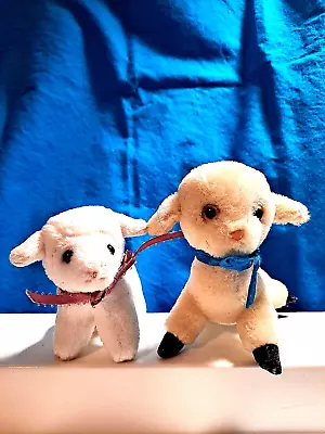 2 Miniature EASTER Lambs Plush 3.75 X2.5  & 3.5 X3.5  Stuffed Animals Super Cute • $22.99