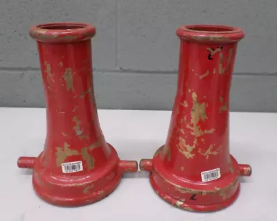 2 - Vintage Red Painted Brass Fire Hose Fittings Nozzles? Alikai Boat Seattle WA • $48.95