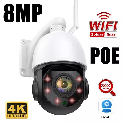 4K 8MP POE PTZ Security IP Camera 30x Zoom Dome CCTV IR Night Vision CAM 80M UK • £194.99