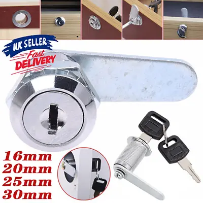 Cam Lock Cupboard Mailbox Drawer For Door Letter Box New Cabinet Locker+2 Keys • £3.75