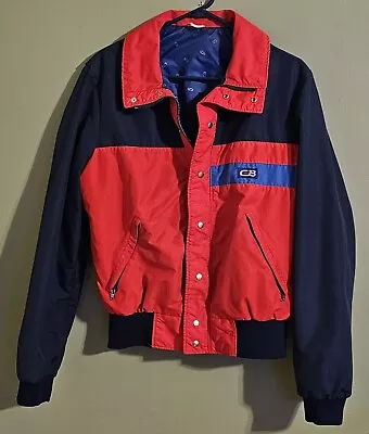 Vintage Winter Ski Coat Jacket CB SPORTS Mens ML Blue Red Full Zip Snap • $16.99