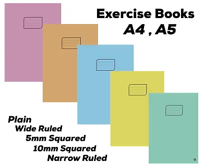 Exercise Books School Homework Notebook Class School Math Ruled Plain Exercise • £4.74