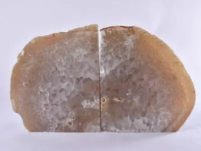 £40.99 • Buy Large Brown/Grey Polished Cut Base AGATE Geode BOOKEND Pair - Brazil - 1.88kg