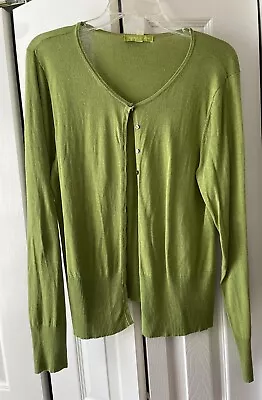 Sigrid Olsen Button Down Light Weight Long Sleeve Cardigan Green-LARGE • $9.99