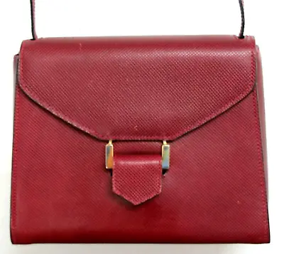 Victor's Sacs DEEP RED GENUINE LEATHER FLAP CROSSBODY PURSE SHOULDER BAG HANDBAG • $52