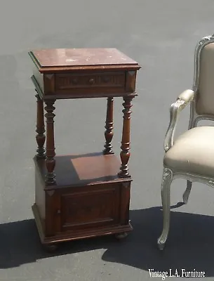 Antique Federal Style Marble Top Nightstand Side Table W Storage As-Is • $550