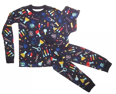 Hanna Andersson Black Multicolor Science Print Pajamas Size 10 • $15.30