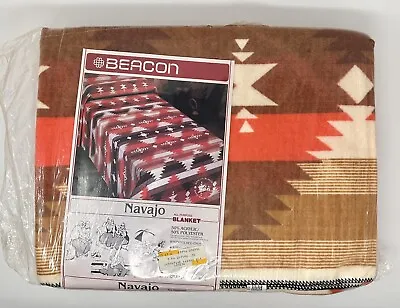 Vintage Beacon Camp Navajo Blanket Aztec Western Style Size Twin/Full 72 X 90 In • $59.99