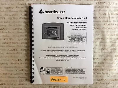 Hearthstone Green Mountain 8450 Wood Stove Operation Owners Parts Manual  • $12.95