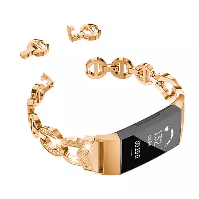 $16.99 • Buy Bling Stainless Steel Alloy Bracelet Strap Band Replacement For Fitbit Charge 2