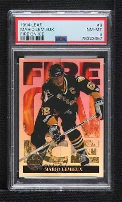 1994-95 Leaf Fire On Ice Mario Lemieux #9 PSA 8 HOF • $22.10