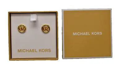 MIchael Kors MK Pave Logo Studs Earrings Goldtone MKJX8012710 New In Box! • $49.99