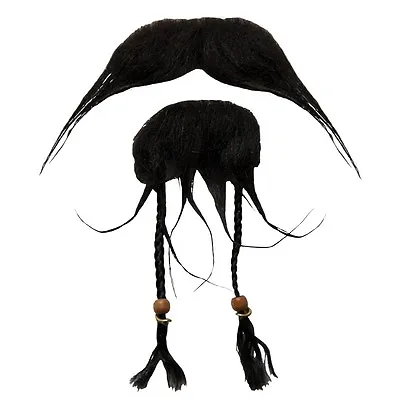 Jack Sparrow Pirate Moustache Beard Fancy Dress Tash Black Adults Men Caribbean  • £3.95