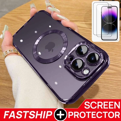 $9.45 • Buy Fr IPhone 14 Pro Max 13 12 11 XS XR 8 7 Case Clear Plating Magnetic Luxury Cover