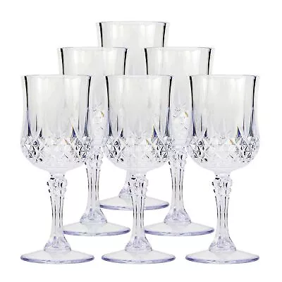 6 X VINTAGE CLEAR CRYSTAL EFFECT PLASTIC GLASSES DRINKING PICNIC GARDEN ACRYLIC • £11.95