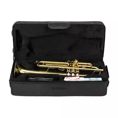 New Trumpet Bb B Flat Brass Gold With Mouthpiece Strap Gloves Case For Beginner • $94.99