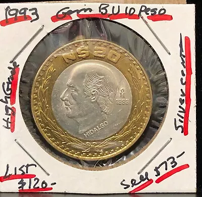 1993 Mexico 10 Pesos Bi-Metallic Silver Coin-A STUNNING BLAZER GEM BU-LOOK AT IT • $64.99