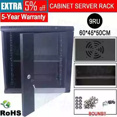 9U 9RU 450mm Deep Wall Mount Cabinet Server Rack Data Network Comms 19 Inch AU • $135.99