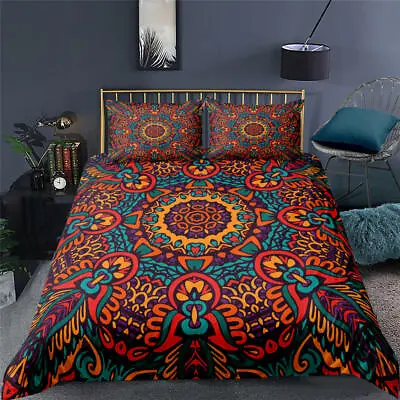 Bohemian Mandala 3PCS Bedding Set Duvet Cover Comforter Queen King Bedroom Decor • $9.99