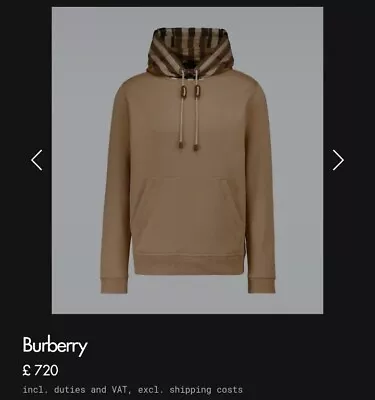 BURBERRY SAMUEL CHECKED COTTON HOODIE - Medium -  100% AUTH Rrp £720 • £465