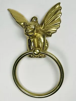 $16.50 • Buy Gargoyle Brass Door Knocker Towel Holder Ring Gothic Wall Hanging Decor (A)