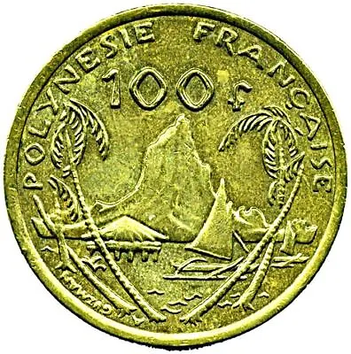 French Polynesia 100 Francs Coin | Marianne | Native Boat | 2006 - 2019 • $6.48