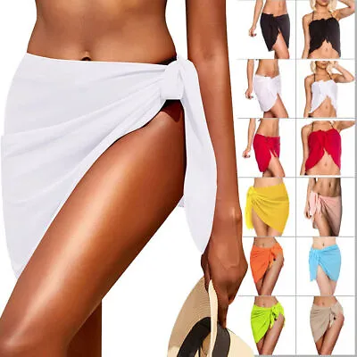 £5.50 • Buy Women Sarong Beach Cover Up Long Sheer Chiffon Swimwear Wrap Bikini Skirt FLUORE